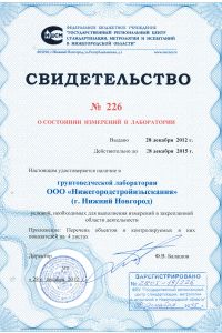 Сertificate about the state of measurement in the laboratory